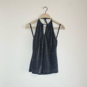 Vintage 90s Rare Glitter Halter Top Metallic Starry Whimsigoth small